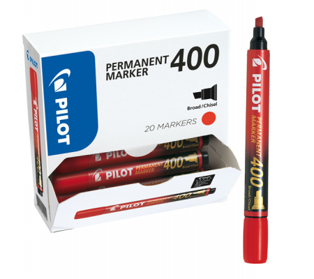 Scatola Marcatore Permanente Markers 400 - punta a scalpello 4,5 mm - rosso - scatola 15 + 5 pezzi - Pilot - 002716 - 3131910514602 - DMwebShop