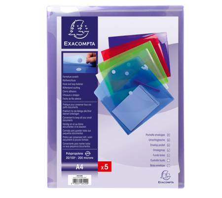 Busta a tasca con chiusura in velcro PPL 24 x 32 cm colori assortiti Exacompta 56420E - 16456