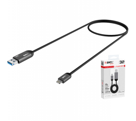 USB 3.1 Duo Lightning Charge - Nero - 32 Gb - Emtec - ECMMD32GT753A - 3126170157546 - DMwebShop