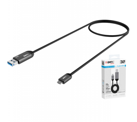 USB 3.1 Duo Micro-Usb Charge - Nero - 32 Gb - Emtec - ECMMD32GT753B - 3126170157669 - DMwebShop