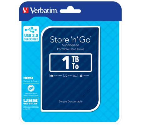USB 3.0 portatile Store 'N'Go 9,5 mm drive - Blu - 1 Tb - Verbatim - 53200 - 23942532002 - DMwebShop