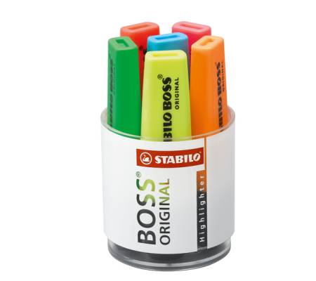 Evidenziatore Boss Original - punta a scalpello - tratto 2 - 5 mm - colori assortiti - cilindro 6 pezzi - Stabilo - 7006 - 4006381214575 - DMwebShop