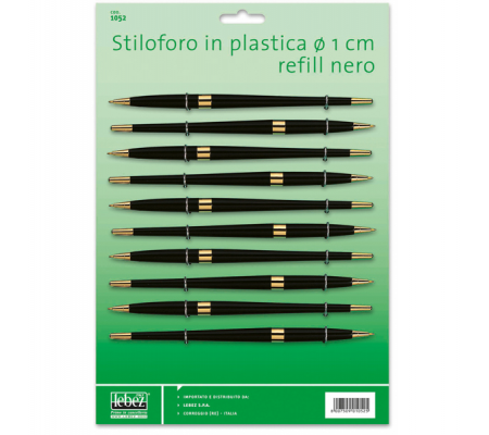 Penna ricambio con refill - Ø 10 mm - nero - conf. 10 pezzi - Lebez - 1052 - DMwebShop
