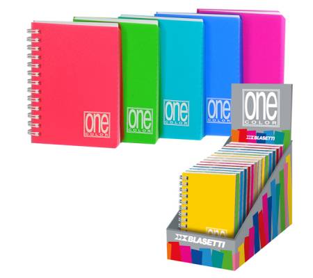 Miniquaderno One Color - A6 - forato - 1 rigo - 80 fogli - 80 gr - spiralato - copertina PPL - expo 14 pezzi - Blasetti - 5459 - 8007758354593 - DMwebShop