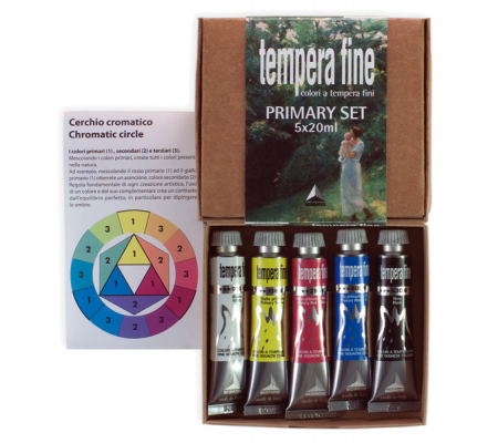 Tempera fine Primary Set - 20 ml - colori primari (nero, bianco inclusi) - set 5 pezzi - Maimeri - M2598049 - 8032810169884 - DMwebShop