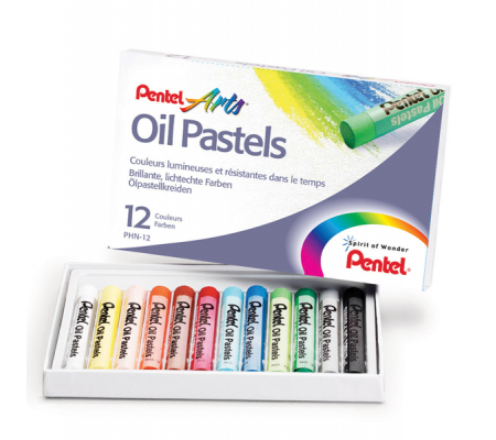 Pastelli a olio - lunghezza 60 mm - colori assortiti - astuccio 12 pezzi - Pentel - 0100524 - 4711577003573 - DMwebShop