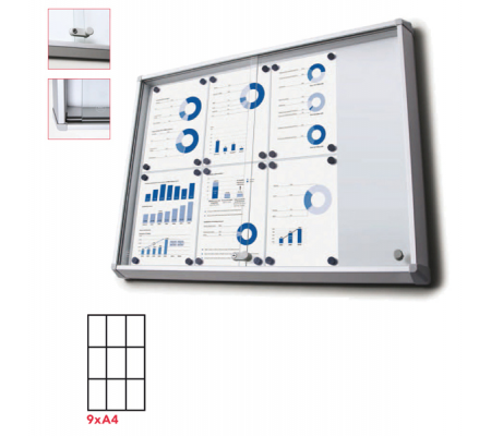 Bacheca per interni - magnetica - 9 fogli - A4 - ante scorrevoli - Studio T - SCSL9xA4 - DMwebShop