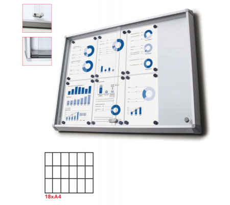 Bacheca per interni - magnetica - 18 fogli - A4 - ante scorrevoli - Studio T - SCSL18xA4 - DMwebShop