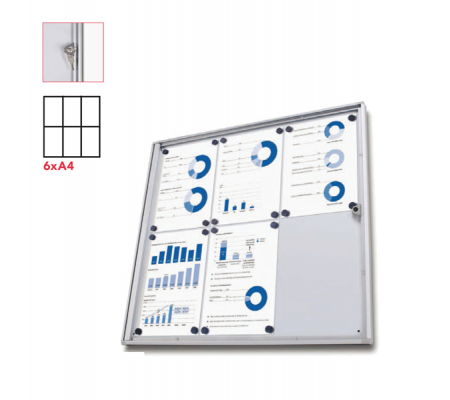 Bacheca per interni Economy - magnetica - 6 fogli - A4 - anta battente - Studio T - SCXS6xA4 - DMwebShop