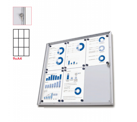 Bacheca per interni Economy - magnetica - 9 fogli - A4 - anta battente - Studio T - SCXS9xA4 - DMwebShop