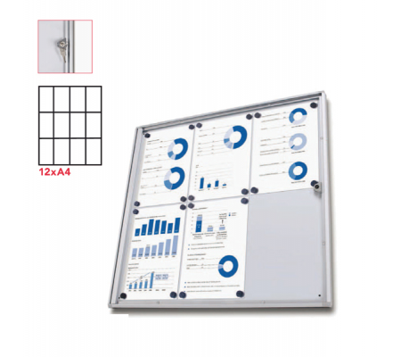 Bacheca per interni Economy - magnetica - 12 fogli - A4 - anta battente - Studio T - SCXS12xA4 - DMwebShop