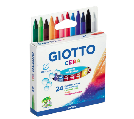 Pastelli a cera - lunghezza 90 mm - Ø 8,5 mm - colori assortiti - conf. 24 pezzi - Giotto - 282200 - 8000825059506 - DMwebShop