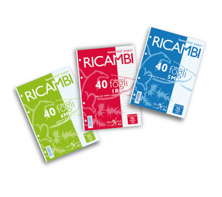 Ricambi forati Quaxima - A4 - 4 mm - 80 gr - 40 fogli - Pigna 00629034M
