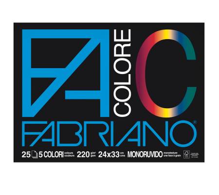 Blocco FaColore - 24 x 33 cm - 25 fogli - 220 gr - 5 colori - conf. 5 pezzi - Fabriano - 65251524 - 8001348161431 - DMwebShop