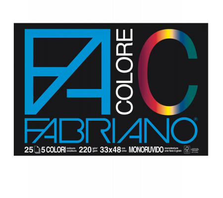 Blocco FaColore - 33 x 48 cm - 25 fogli - 220 gr - 5 colori - Fabriano 65251533