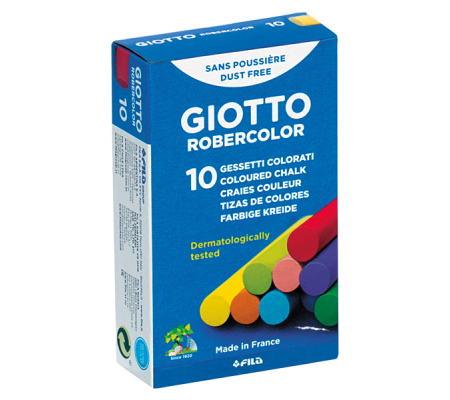 Gessetti Robercolor - lunghezza 80 mm - con Ø 10 mm - colorati - Scatola 10 gessetti tondi - Giotto - 538900 - 8000825538605 - DMwebShop