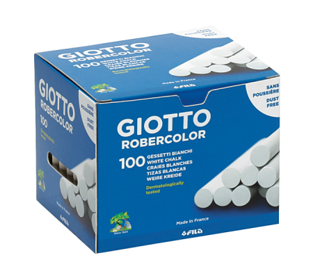 Gessetti Robercolor - lunghezza 80 mm - con Ø 10 mm - bianco - Scatola 100 gessetti tondi - Giotto - 538800 - 8000825538407 - DMwebShop