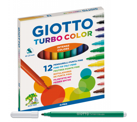 Pennarelli Turbo Color punta - Ø 2,8 mm - colori assortiti astuccio - conf. 12 pezzi - Giotto 416000