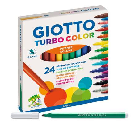 Pennarelli Turbo Color - punta Ø 2,8 mm - colori assortiti - astuccio - conf. 24 pezzi - Giotto - 417000 - 8000825412004 - DMwebShop