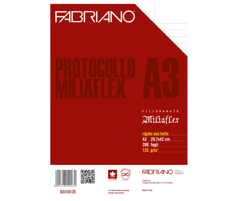 Foglio protocollo - A4 - uso bollo - 125 gr - conf. 200 pezzi - Fabriano 02310125