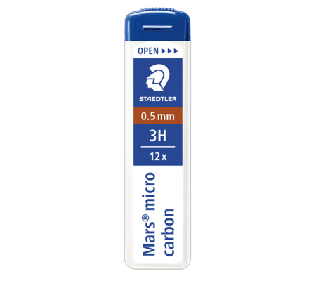 Astuccio 12 Mine Mars Micro mina 0,5 mm - gradazione 3H - conf. 12 pezzi - Staedtler 250053H