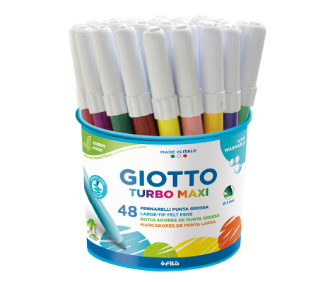 Pennarelli Turbo Maxi - punta Ø 5 mm - colori assortiti - barattolo 48 pezzi - Giotto 521400