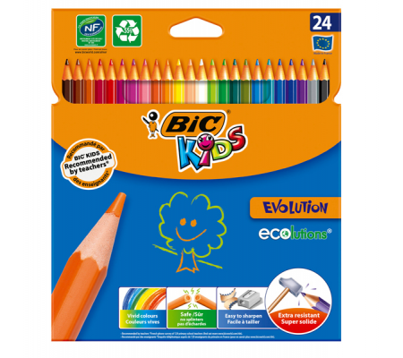 Matite colorate Evolution - colori assortiti - astuccio 24 pezzi - Bic - 9375152 - DMwebShop