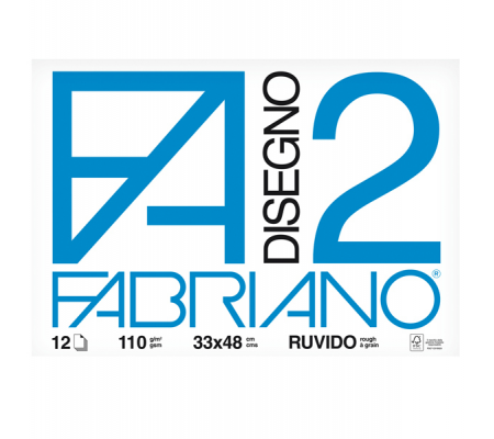 Blocco F2 - 33 x 48 cm - 12 fogli - 110 gr - ruvido - collato - Fabriano 06000534