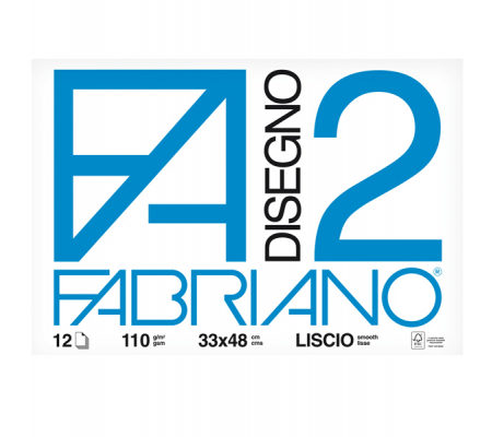 Blocco F2 - 33 x 48 cm - 12 fogli - 110 gr - liscio - collato - Fabriano 06200534