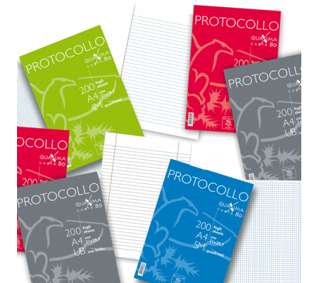 Fogli protocollo Quaxima - A4 - 5 mm - 80 gr - conf. 200 pezzi - Pigna 02156215M