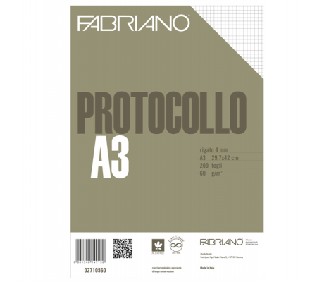 Foglio protocollo - A4 - 4 mm - 60 gr - conf. 200 pezzi - Fabriano - 02710560 - 8001348149132 - DMwebShop