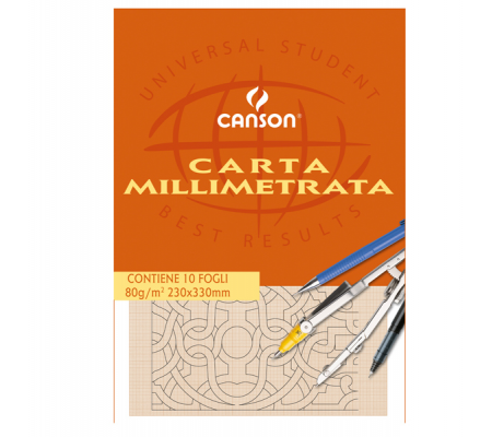 Blocco carta opaca millimetrata - 230 x 330 mm - 10 fogli - 80 gr - Canson C200005813