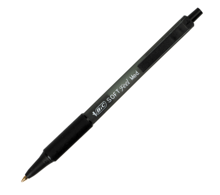 Penne a sfera a scatto Soft Feel - punta 1 mm - nero - conf. 12 pezzi - Bic 837397