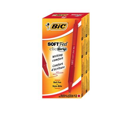 Penne a sfera a scatto Soft Feel - punta 1 mm - rosso - conf. 12 pezzi - Bic - 837399 - 70330914384 - DMwebShop