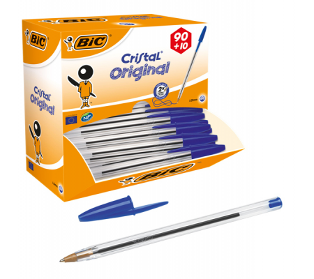 Penna a sfera Cristal - punta media 1 mm - blu - conf. 90+10 pezzi - Bic - 942910 - 3086123278233 - DMwebShop