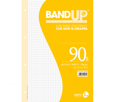 Ricambi BandUp forati rinforzati - A4 - quadretto 5 mm - 40 fogli - 90 gr - Bm - 0105489 - 8008234054891 - DMwebShop