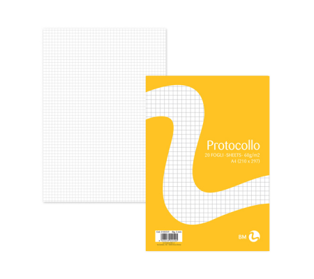 Foglio protocollo - A4 - 5 mm - 60 gr - conf. 20 pezzi - Bm 0100259