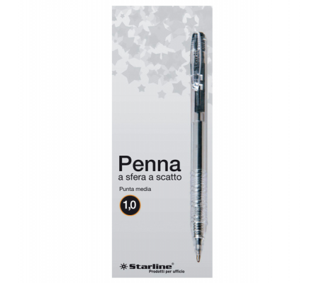 Penna a sfera a scatto - punta 1 mm - nero - conf. 20 pezzi - Starline