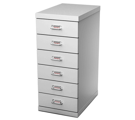Cassettiera in acciaio - 6 cassetti - 29 x 43 x 67 cm - grigio - Tecnical 2 - MED6 G - DMwebShop