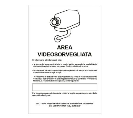 Cartello segnalatore - 20 x 30 cm - AREA VIDEOSORVEGLIATA CON REGISTRAZIONE - alluminio - Cartelli Segnalatori - 33328 - 8769253332116 - DMwebShop