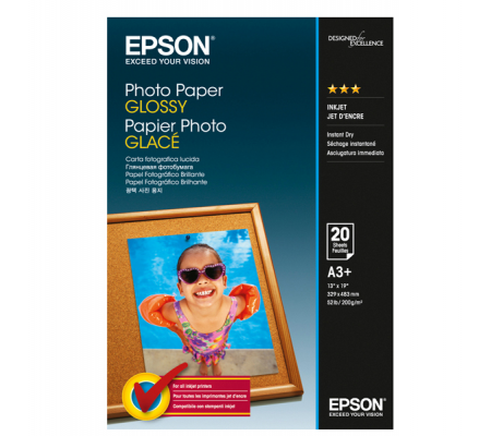 Carta Fotografica Photo Paper Glossy - A3+ - 20 Fogli - Epson - C13S042535 - 8715946529202 - DMwebShop
