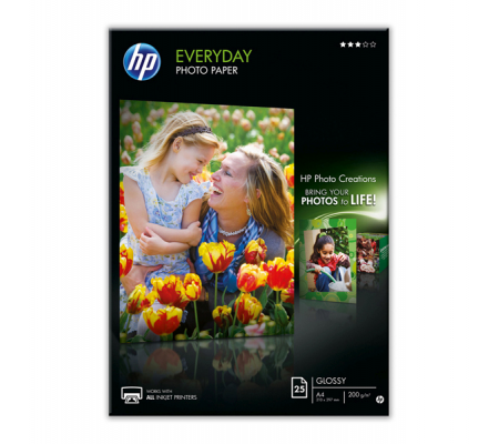 Carta fotografica lucida Everyday - per inkjet - A4 - 210 x 297 mm - conf. da 25 Fogli - Hp Q5451A