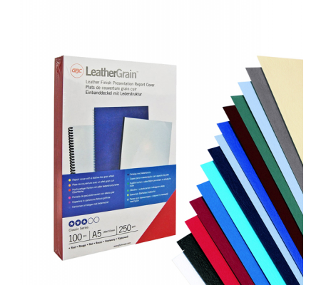 Copertine LeatherGrain per rilegatura - A4 goffrate blu - 250 gr - conf. 100 pezzi - Gbc - CE040020 - 5019577221782 - DMwebShop
