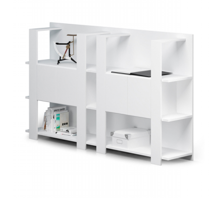 Libreria bassa Concept - 3 ripiani - 100 x 38,6 x 124 cm - bianco - Artexport - 15115-3 - DMwebShop