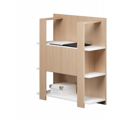 Libreria bassa Concept - 3 ripiani - 100 x 38,6 x 124 cm - bianco-rovere - Artexport - 15115-C3 - DMwebShop