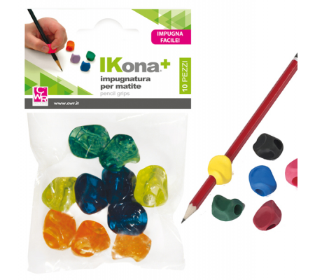 Impugnature per matite - gomma - colori assortiti - conf. 10 pezzi - Ikona+ - 11430 - 8004957114300 - DMwebShop