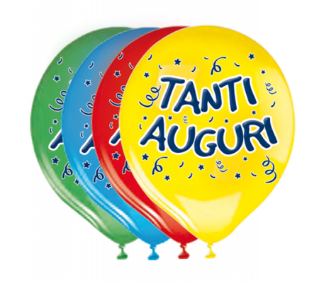 Palloncini in lattice - Ø 30 cm - con stampa 'Tanti Auguri' - busta 20 pezzi - Big Party - 72221. - DMwebShop