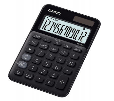 Calcolatrice da tavolo - MS 20UC - 105 x 149,5 x 23 mm - 12 cifre - plastica - nero - Casio - MS-20UC-BK-W-EC - 4549526612800 - DMwebShop