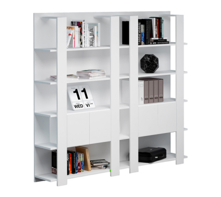 Libreria Concept a 5 ripiani - 100 x 38,6 x 198 cm - bianco-rovere - Artexport - 15110-3 - DMwebShop