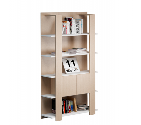 Libreria alta Concept - 5 ripiani - 100 x 38,6 x 198 cm - bianco-rovere - Artexport - 15110-C3 - DMwebShop